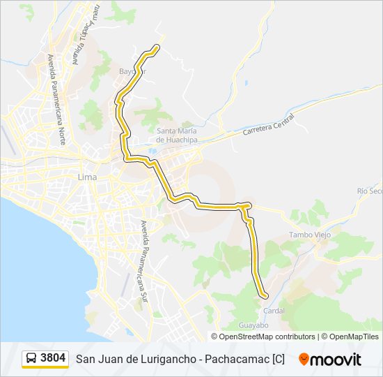 Mapa de 3804 de autobús