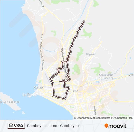 Mapa de CR62 de autobús