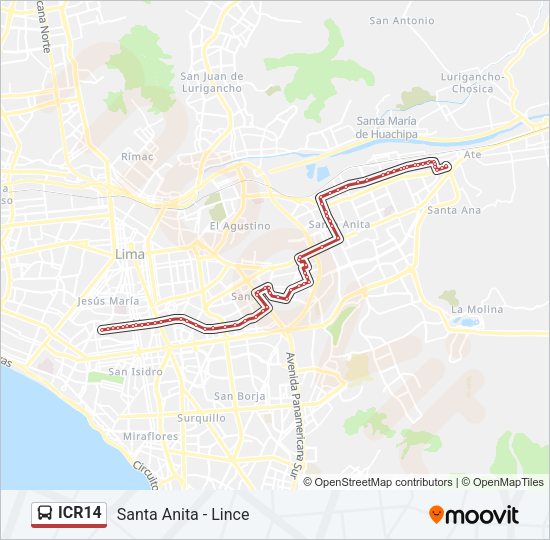 Mapa de ICR14 de autobús