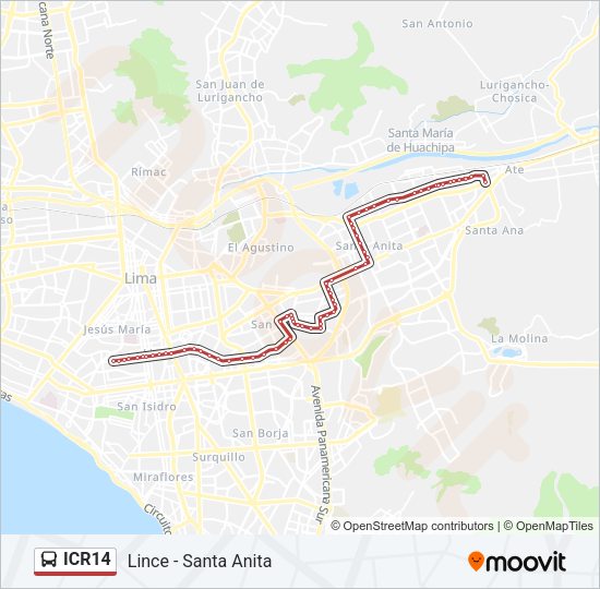 Mapa de ICR14 de autobús