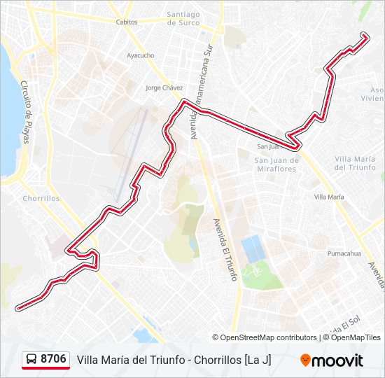 Mapa de 8706 de autobús