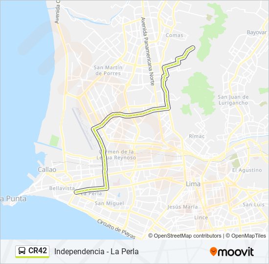 Mapa de CR42 de autobús