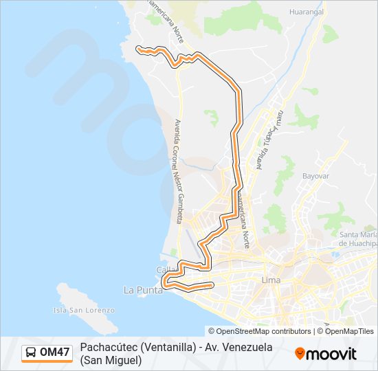 Mapa de OM47 de autobús