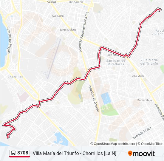 Mapa de 8708 de autobús