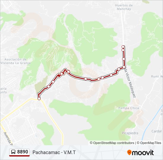 Mapa de 8890 de autobús