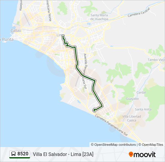 Mapa de 8520 de autobús