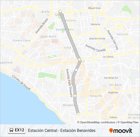 EX12 bus Line Map