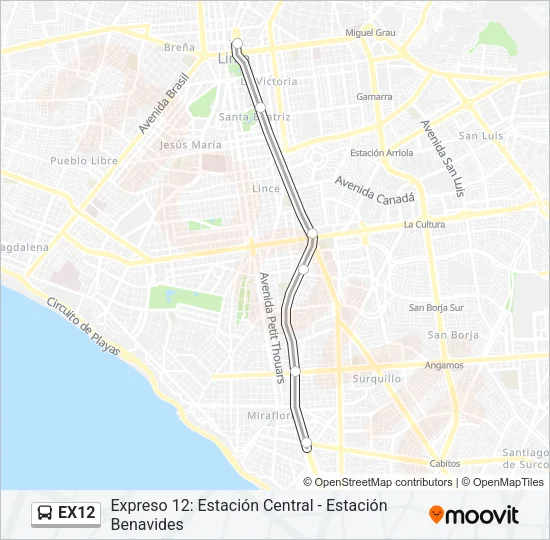EX12 Bus Line Map