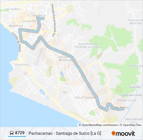 Mapa de 8729 de autobús