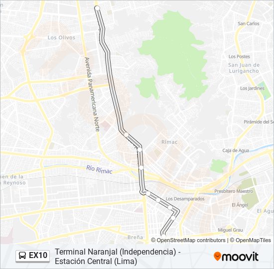 Mapa de EX10 de autobús