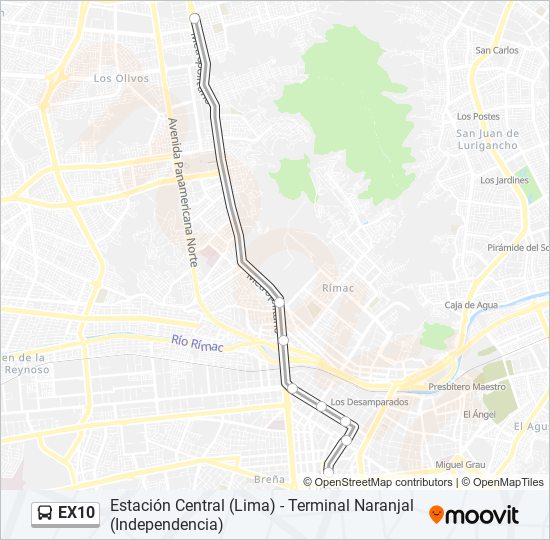 Mapa de EX10 de autobús