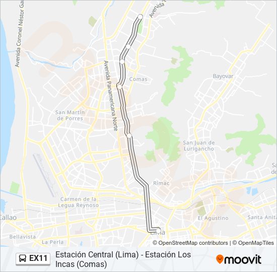 EX11 bus Line Map