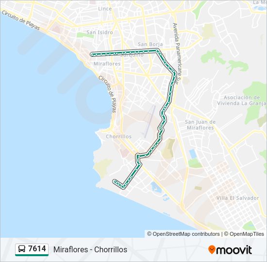 Mapa de 7614 de autobús