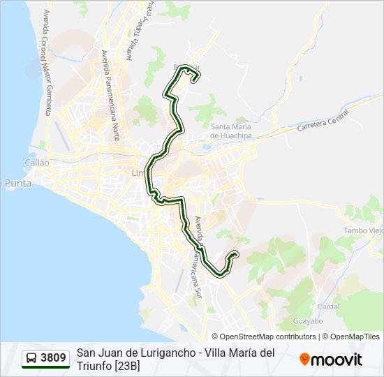 Mapa de 3809 de autobús