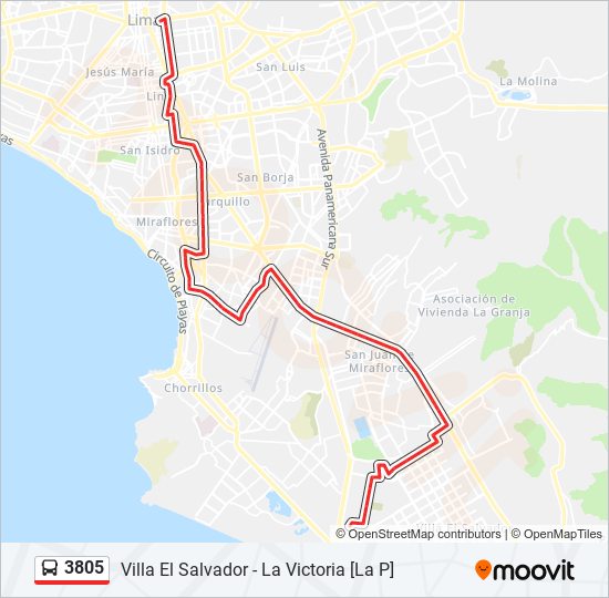 Mapa de 3805 de autobús