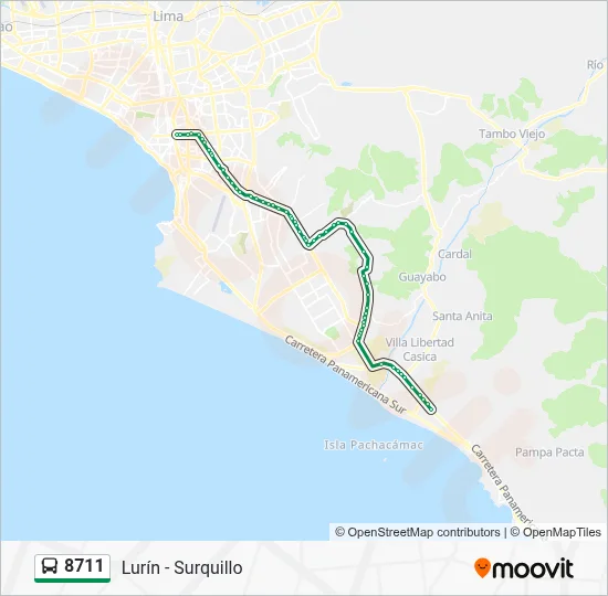 Mapa de 8711 de autobús