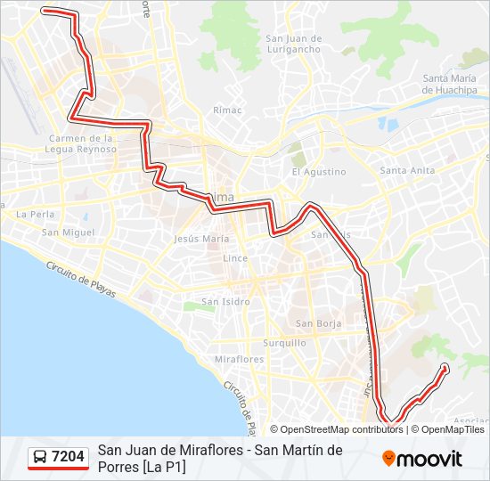 Mapa de 7204 de autobús