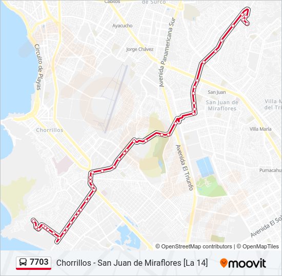 Mapa de 7703 de autobús