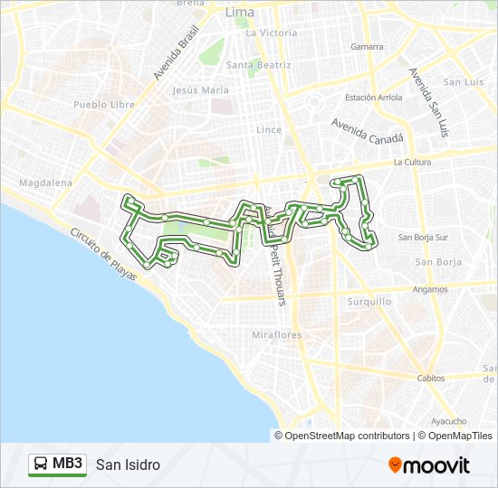Mapa de MB3 de autobús
