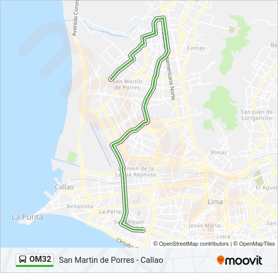 Mapa de OM32 de autobús