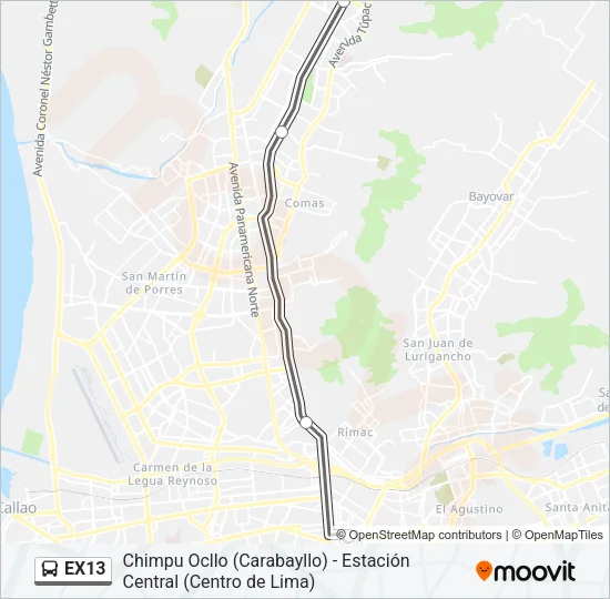EX13 Bus Line Map