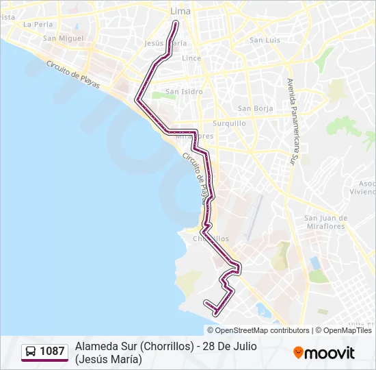 1087 Bus Line Map