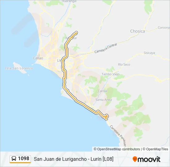 Mapa de 1098 de autobús