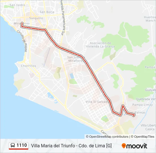 Ruta 1110: horarios, paradas y mapas - V.M.T. - Miraflores (Actualizado)