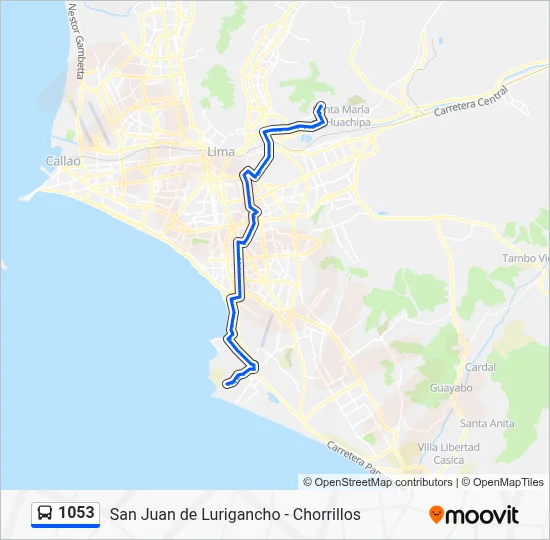 Mapa de 1053 de autobús