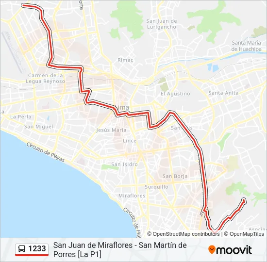 1233 Bus Line Map