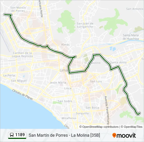 1189 Bus Line Map