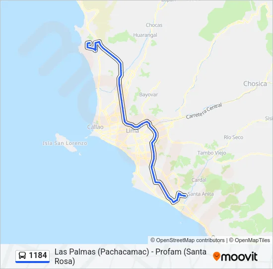 1184 Bus Line Map