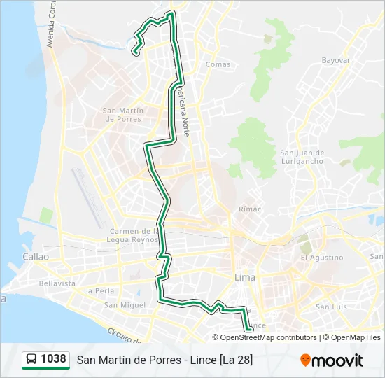 1038 Bus Line Map
