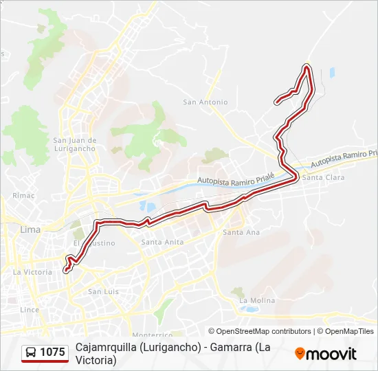 Mapa de 1075 de autobús