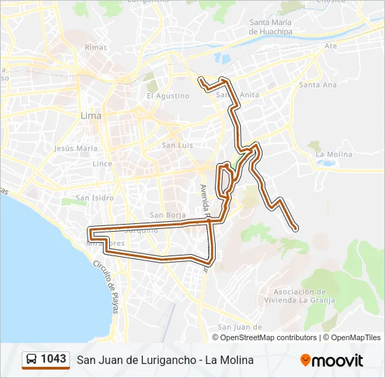 1043 Bus Line Map