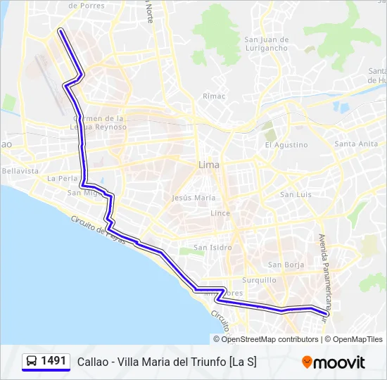 1491 Bus Line Map