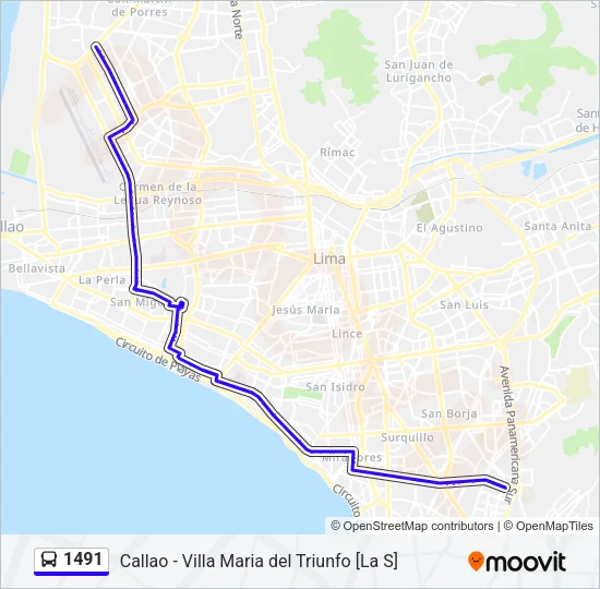 1491 Bus Line Map
