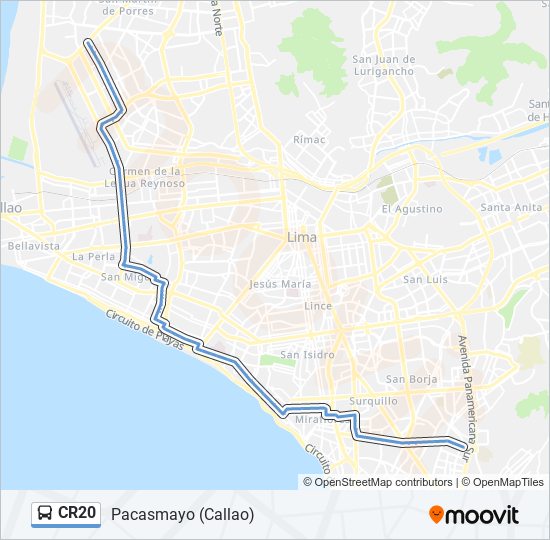 Mapa de CR20 de autobús