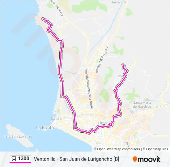 1300 Bus Line Map