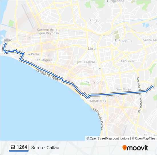 1264 Bus Line Map