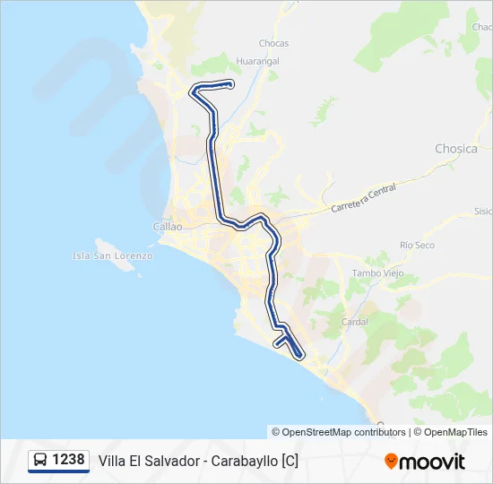 Mapa de 1238 de autobús