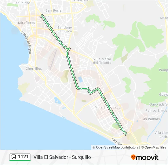 Mapa de 1121 de autobús