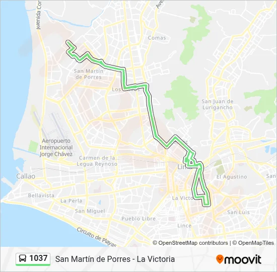 Mapa de 1037 de autobús