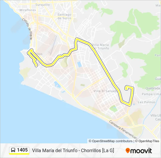 Ruta 1405: horarios, paradas y mapas - V.M.T - Chorrillos (Actualizado)