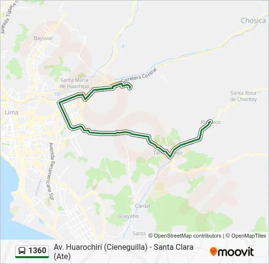 Mapa de 1360 de autobús