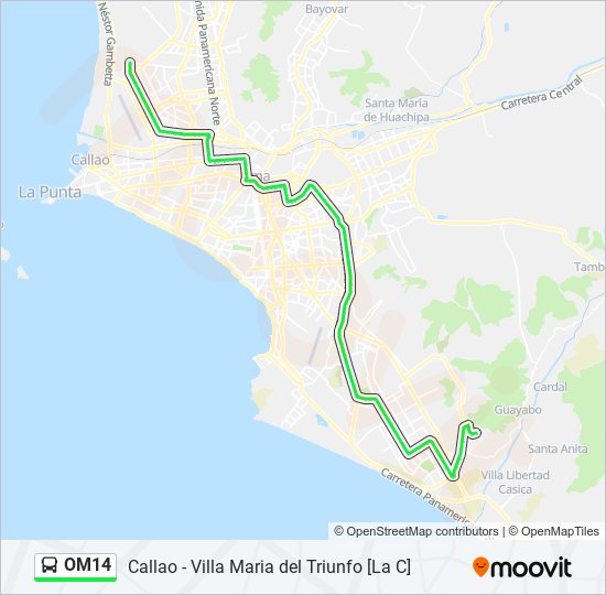 Mapa de OM14 de autobús