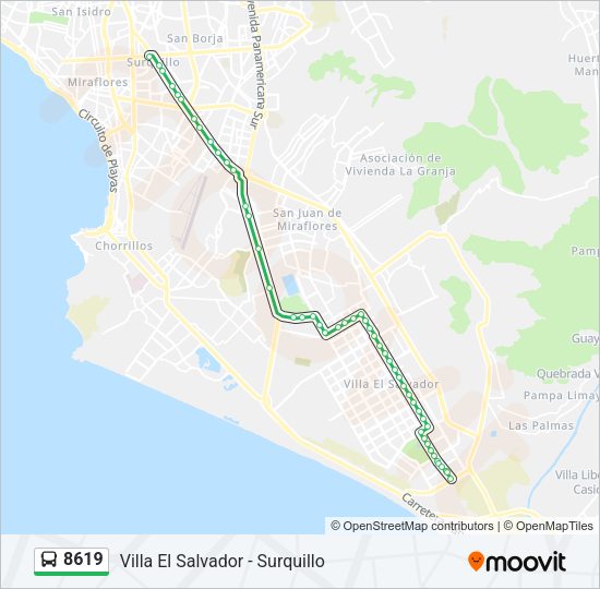 Mapa de 8619 de autobús