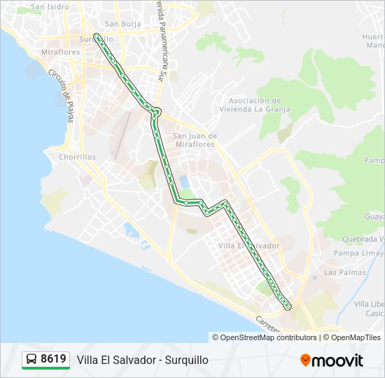 Mapa de 8619 de autobús