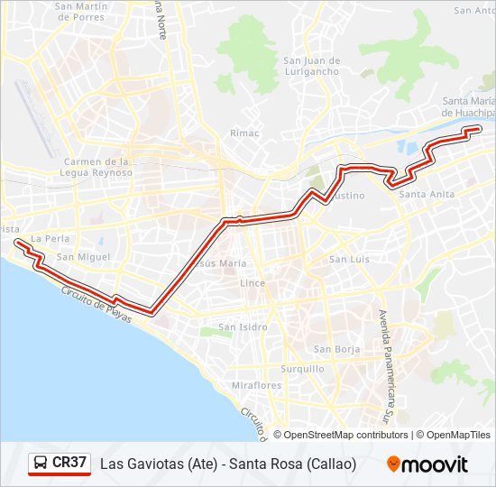 Mapa de CR37 de autobús