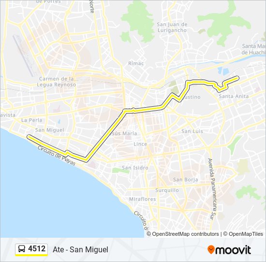 Mapa de 4512 de autobús